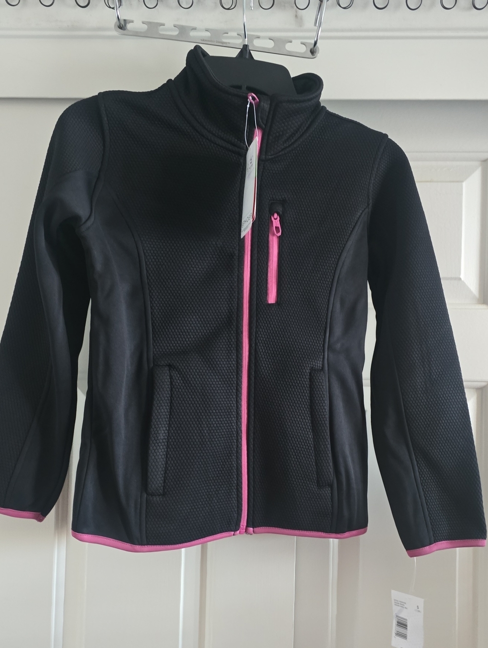 Spyder Kids Black Jacket with Pink Trim Zip Front